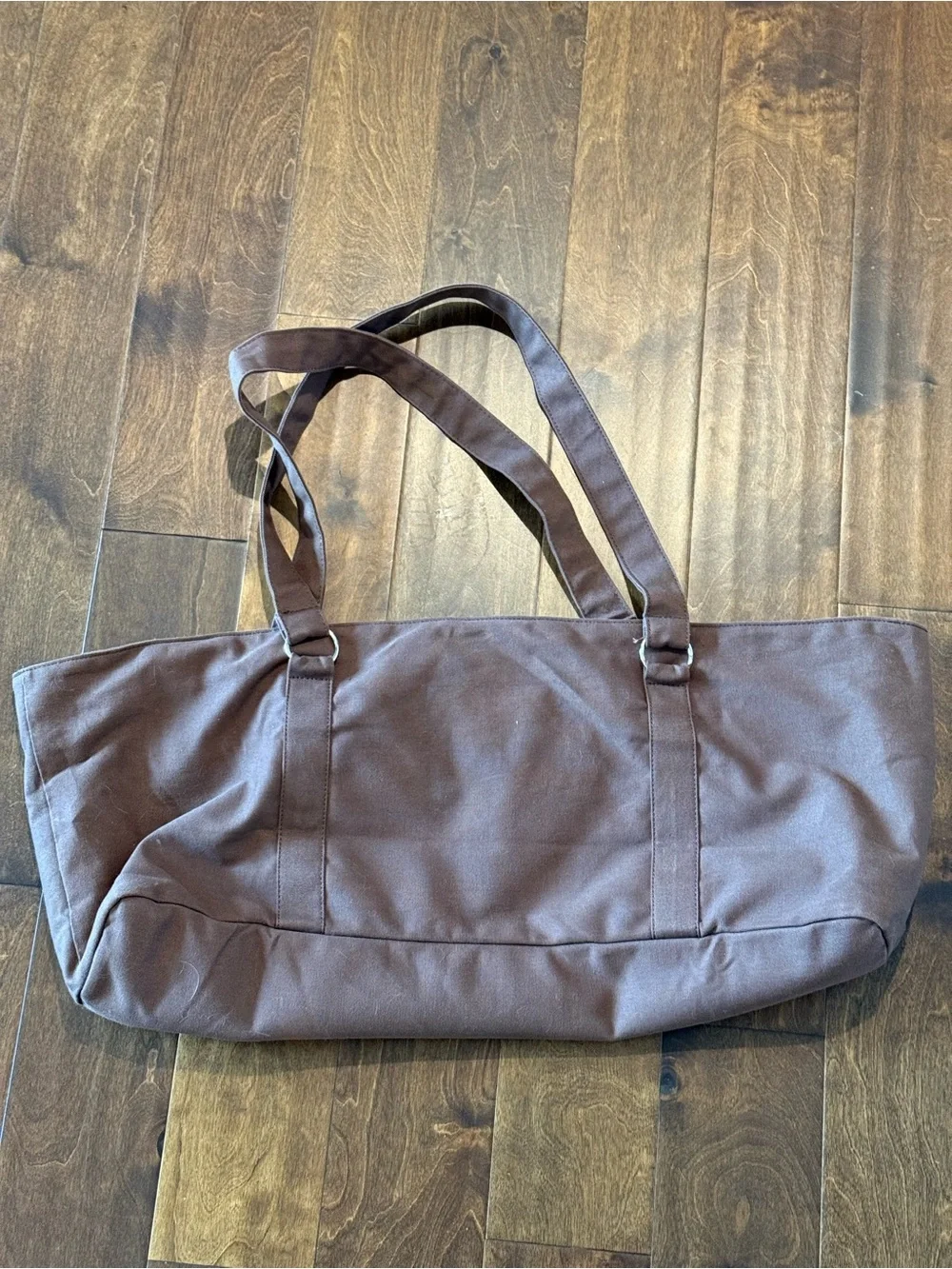 Gaiam Brown Canvas Yoga Tote, Embroidered Floral Detail